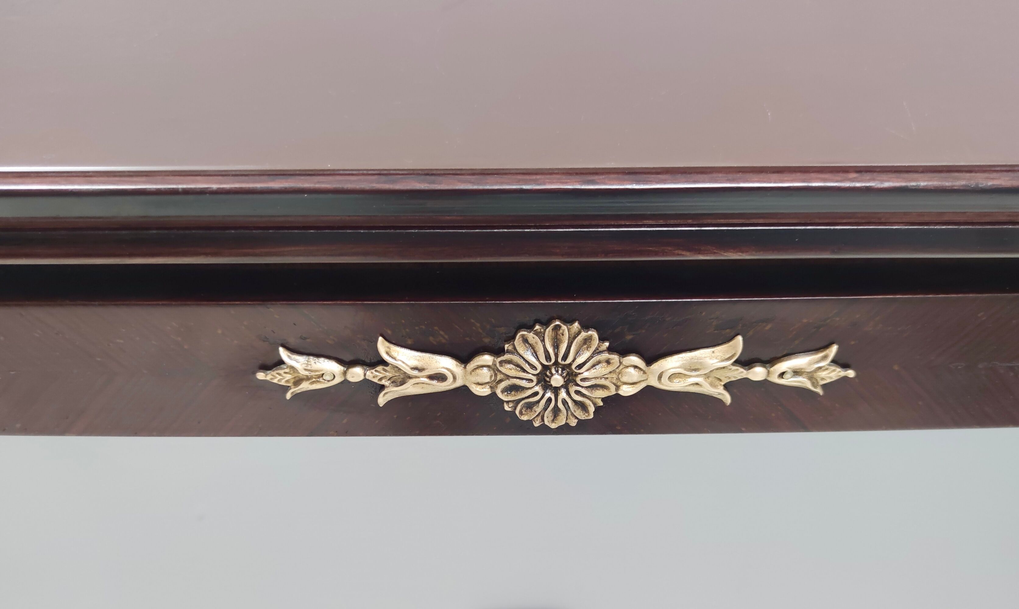 Vintage Ebonized Beech Console Table by Paolo Buffa with Glass Top, Italy