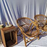 Pair of vintage rattan armchairs