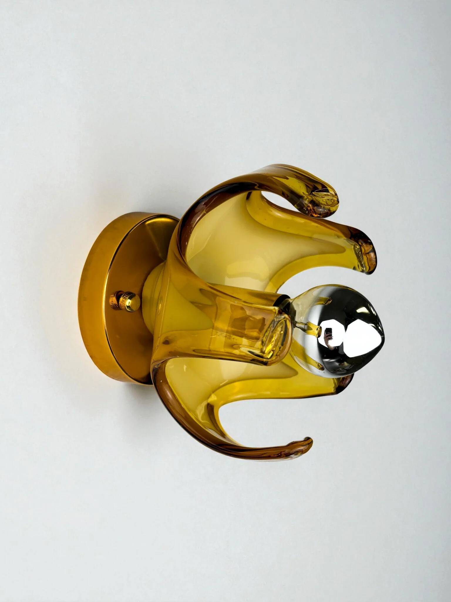 Carlo Nason sconce for Mazzega Murano, orange Murano blown glass Italy, 1970s