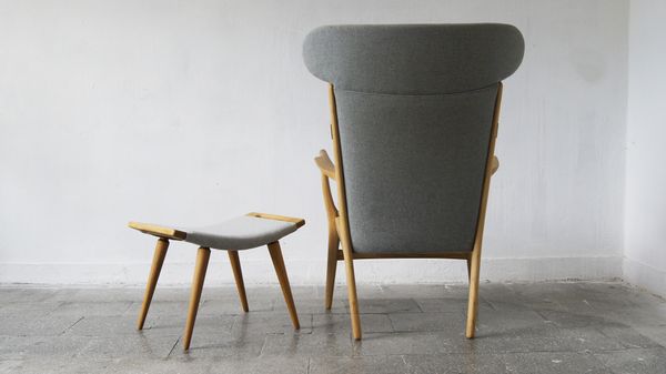 Fauteuil modèle AP-16 et ottoman par Hans J. Wegner pour AP-Stolen, 1951, Set de 2