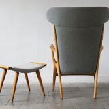 Fauteuil modèle AP-16 et ottoman par Hans J. Wegner pour AP-Stolen, 1951, Set de 2