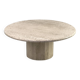 Table basse circulaire vintage en travertin, années 1970