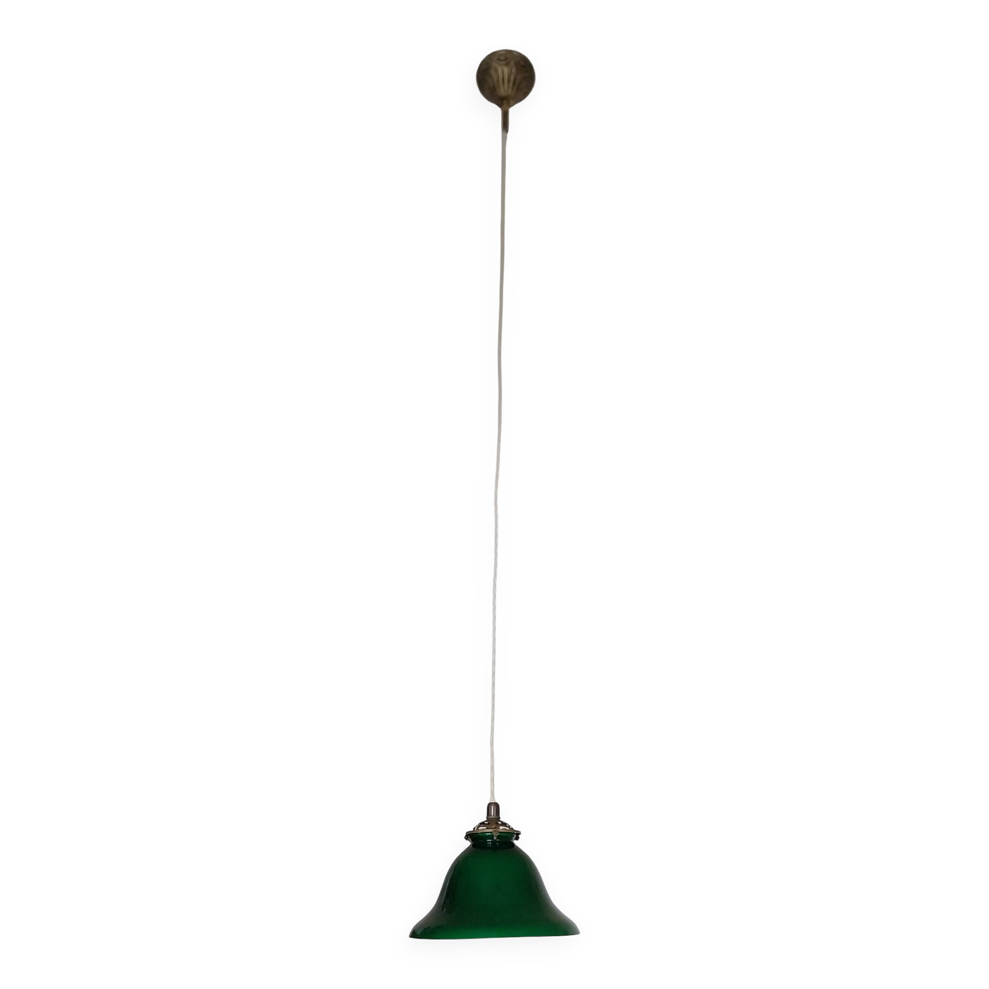 Green opaline tulip brass suspension