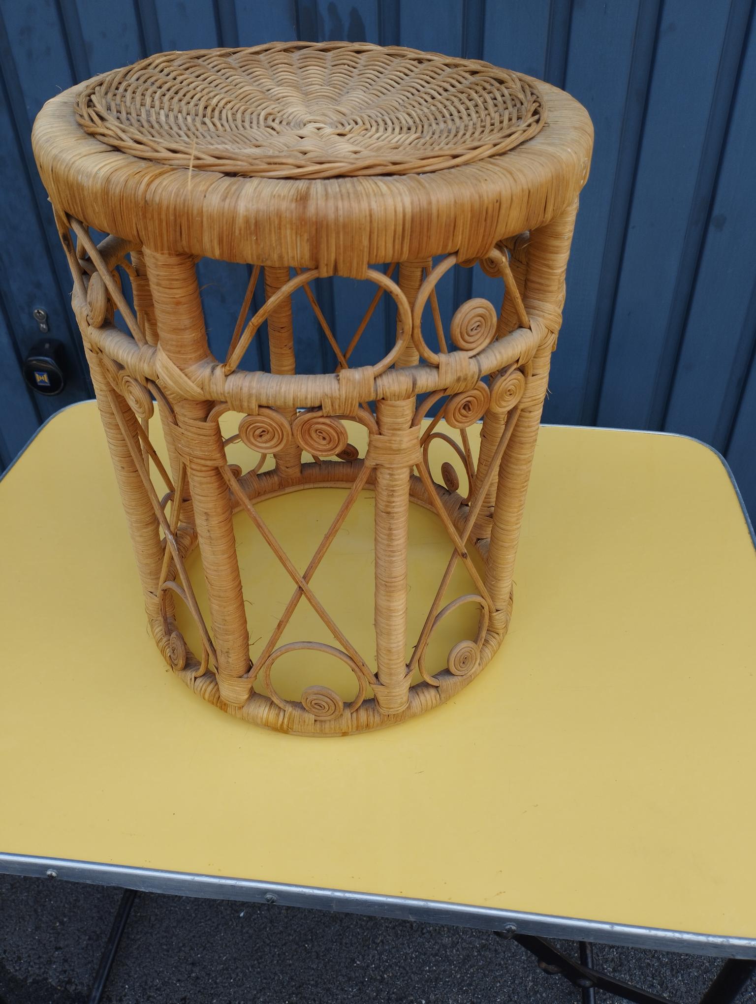 Peacok vintage bohemian chic rattan stool