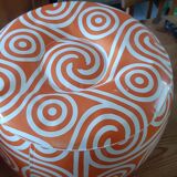 2 vintage inflatable poufs in orange plastic