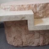 Oval stone coffee table Mactan marble slab by Magnussen Ponte