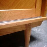 Vintage sliding wardrobe with 2 shelves, Scandinavian inspiration.