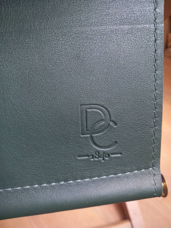 Chaise longue pliante et repose-pied en chêne et cuir Emile Duvivier