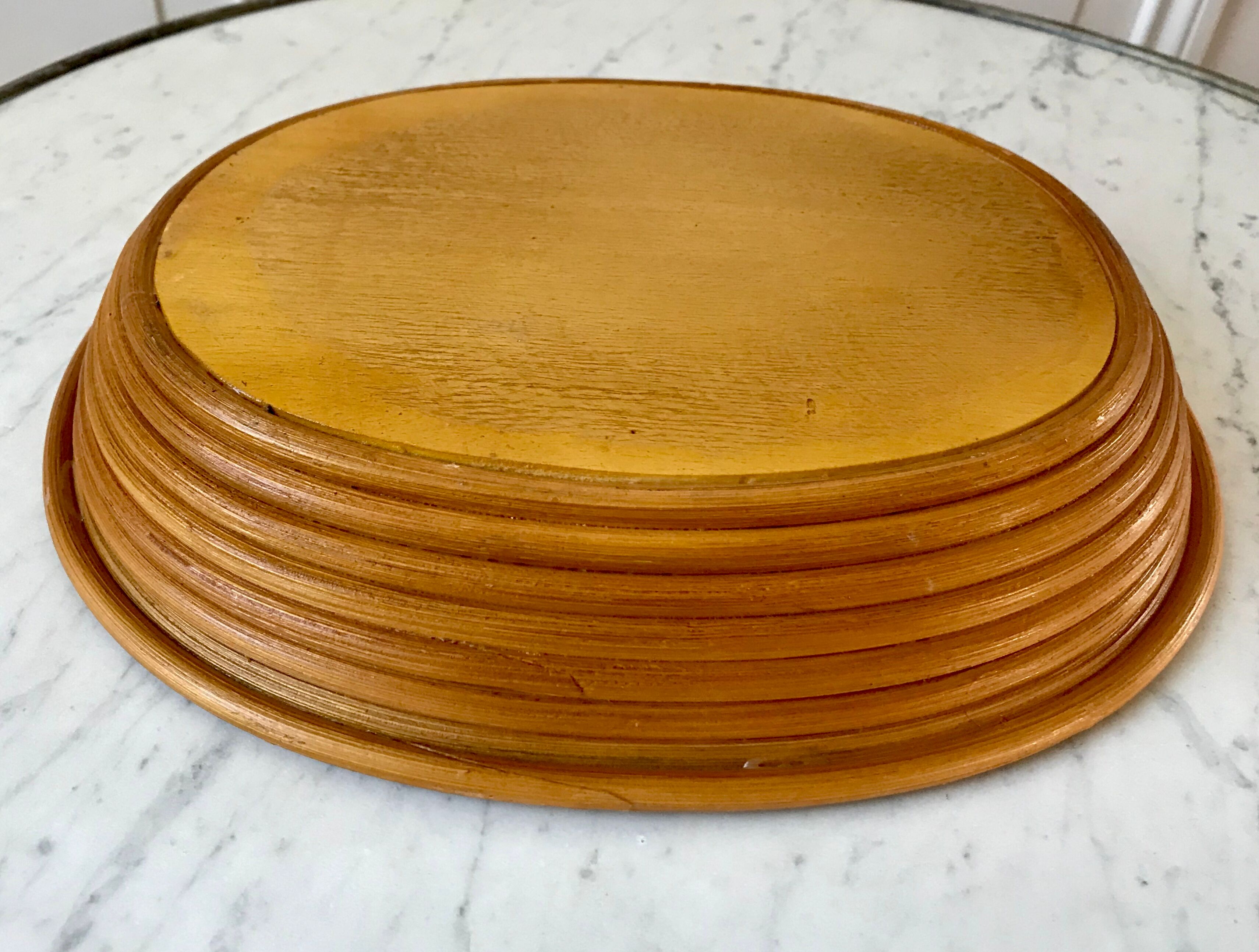 Rattan basket and wood 70s