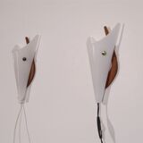 Paire d'appliques vintage scandinave en teck et acrylique 1970