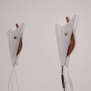 Pair of scandinavian vintage wall lamps in teak and acrylic 1970