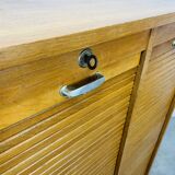Double filing cabinet with curtains
