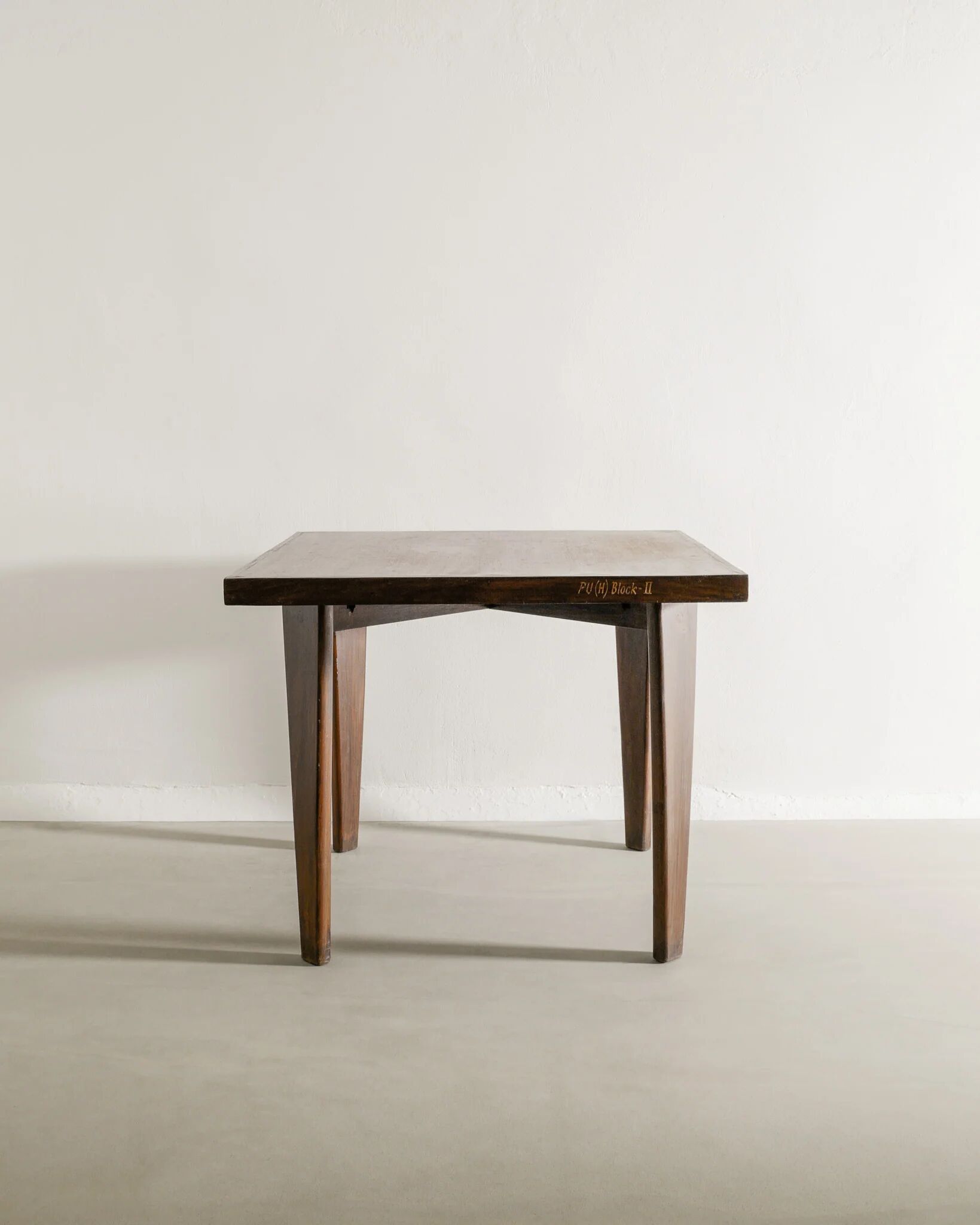 Pierre jeanneret squared wooden dining table, 1950s