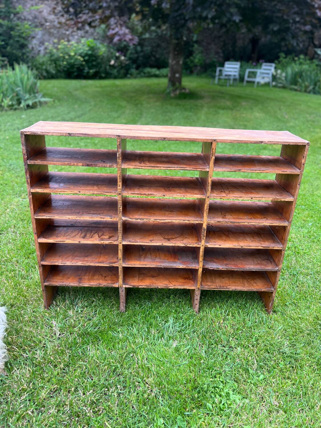 Antique wooden locker storage unit
