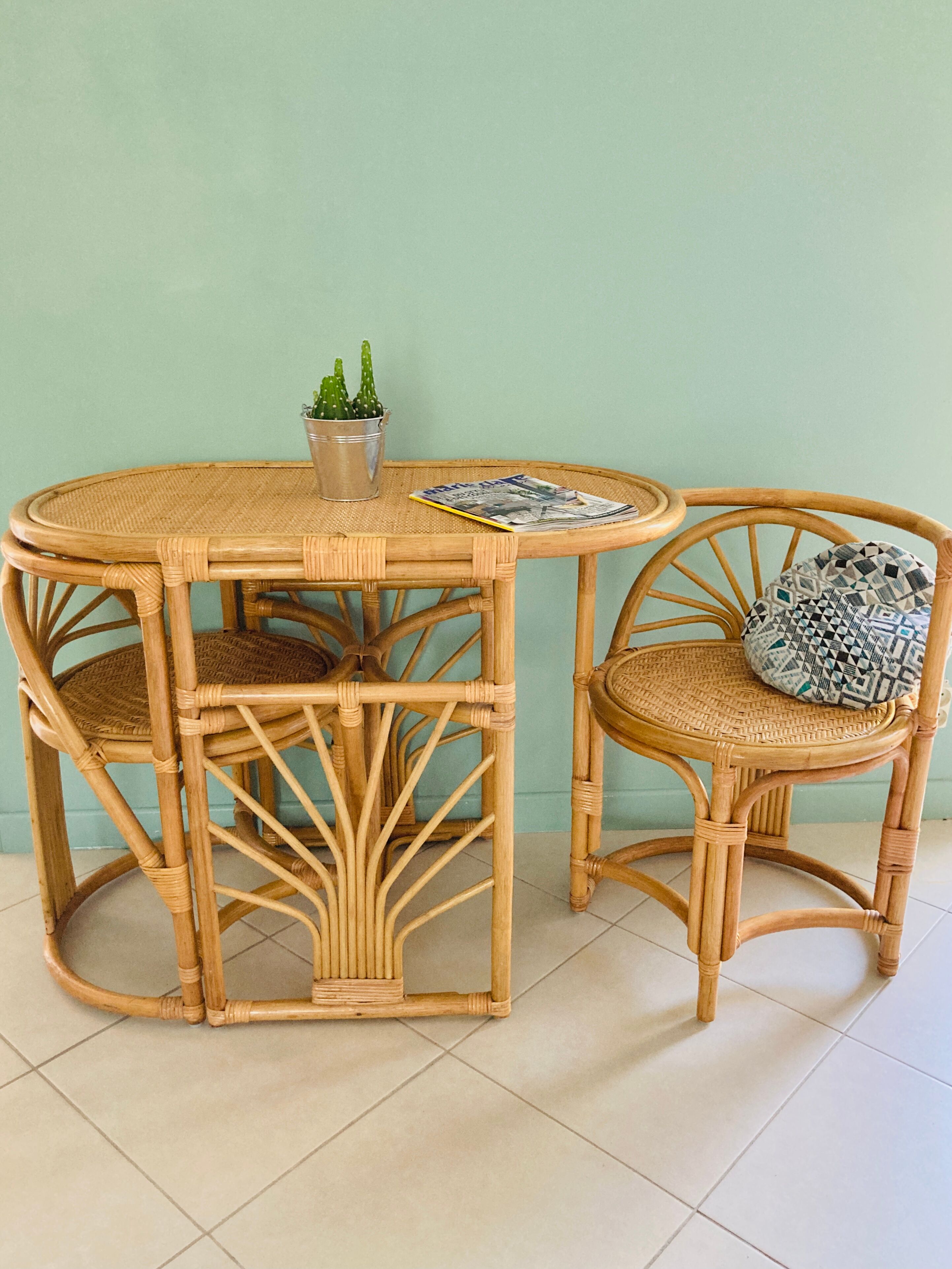 Garden lounge set Art deco in rattan and wicker