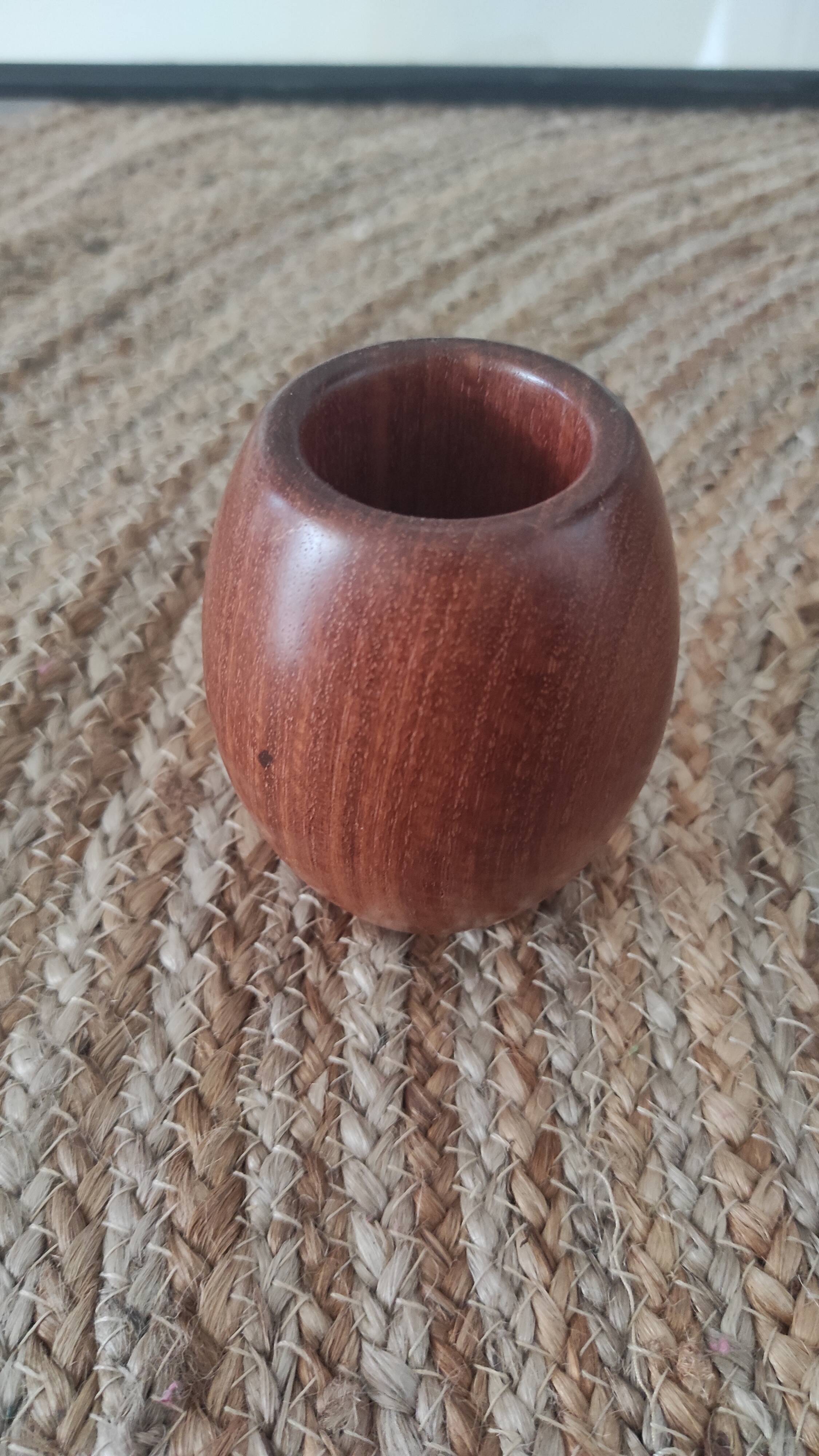Small teak wood vase