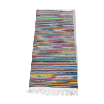 Handmade striped multicolored carpet  122x56cm