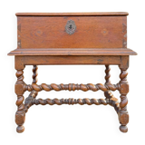 Wedding Chest and its Twisted Base in Oak 17th Century