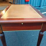 Old style flat desk louis xvi leather tray with 2 pulls