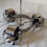 Space Age 3-light chandelier in chrome metal, 1970s