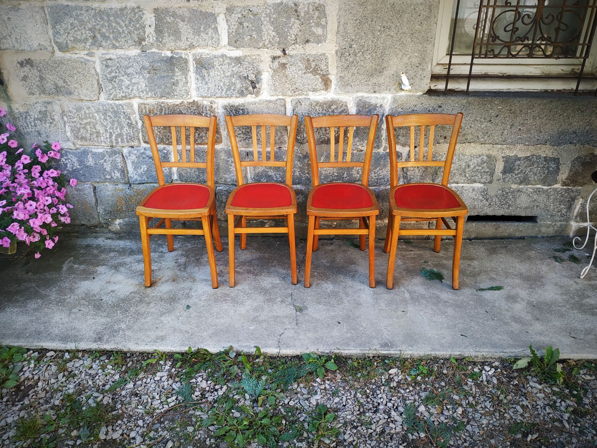 Set of four bistro chairs