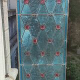 Old stained glass window in the Middle Ages style