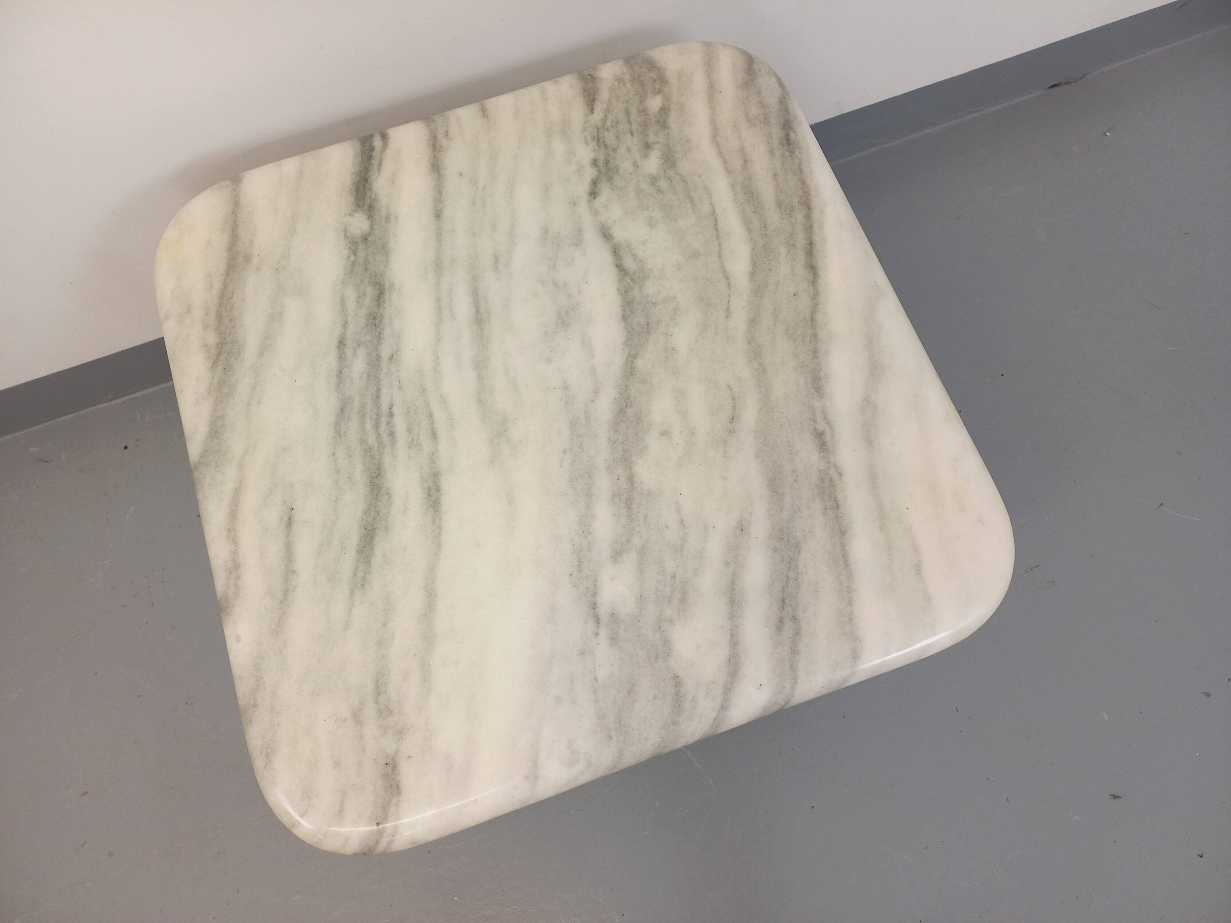 Vintage white marble coffee table from the 70s