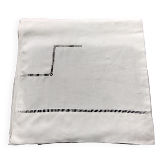 Drap ancien en lin blanc avec jours 1.60 x 3 m