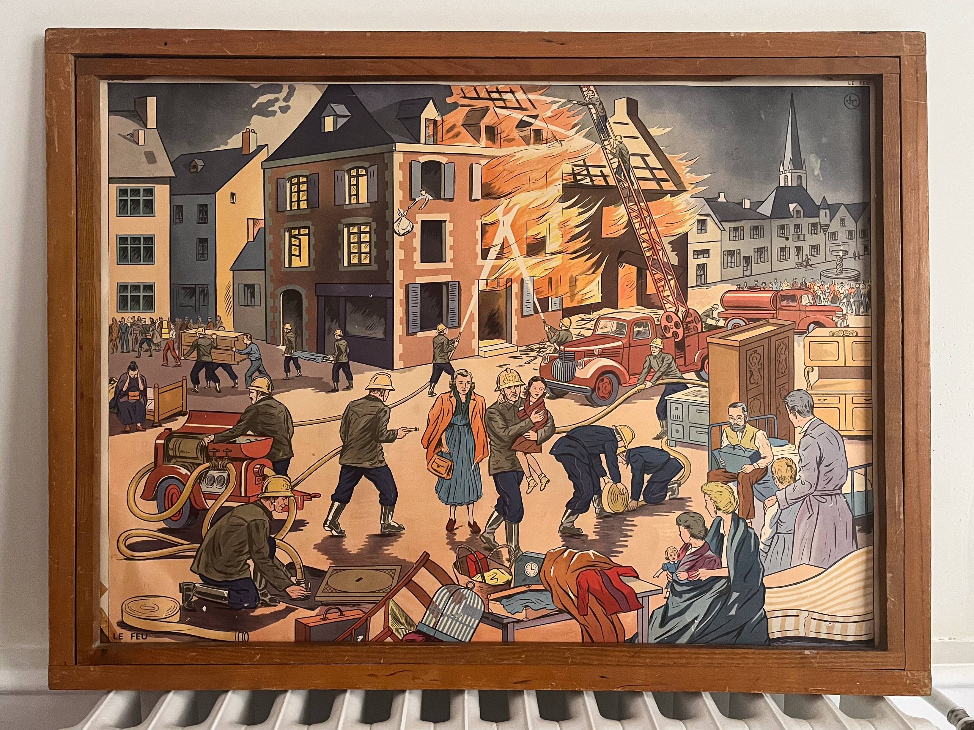 Double-sided educational posters with original wooden frame