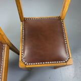 Wooden and leather chairs