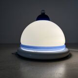 Vintage glass blue and white wall lamp sconce , 1970s