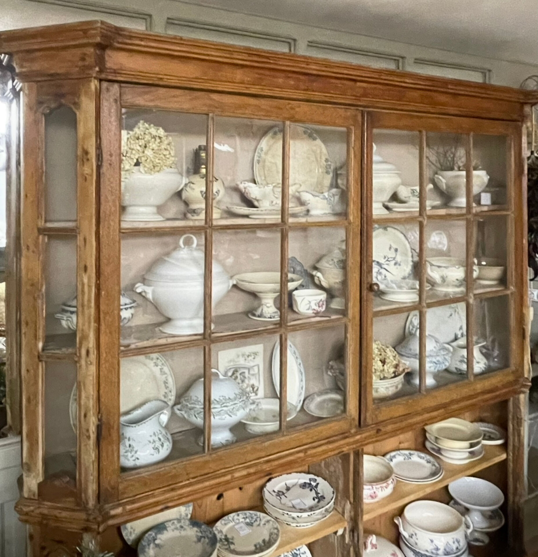 Dutch antique glass-fronted cabinet.