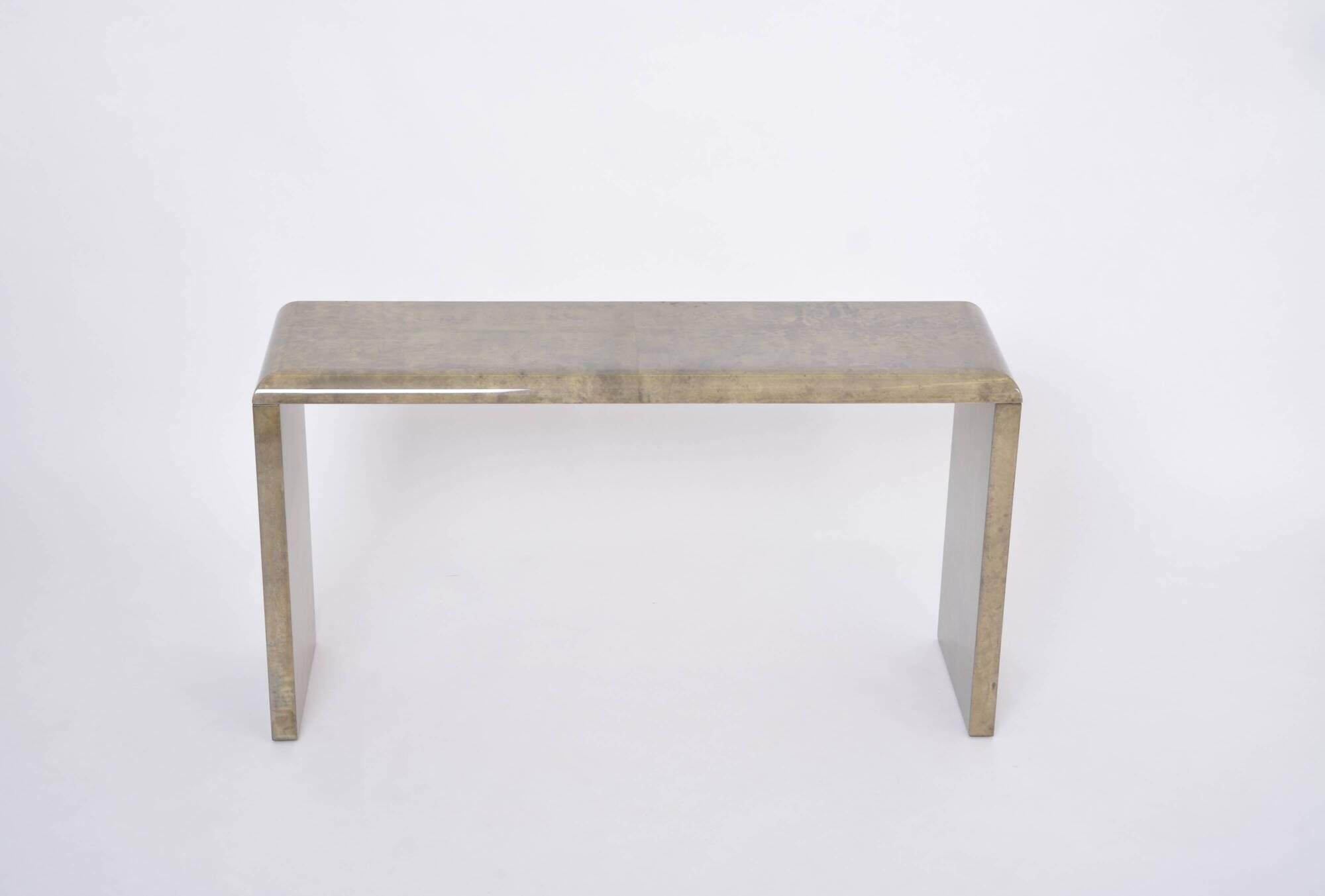 Mid-Century Modern Console Table Made of Laquered Goat Skin by Aldo Tura