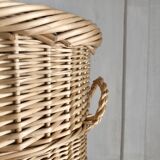 Wicker basket, waste paper basket with lid