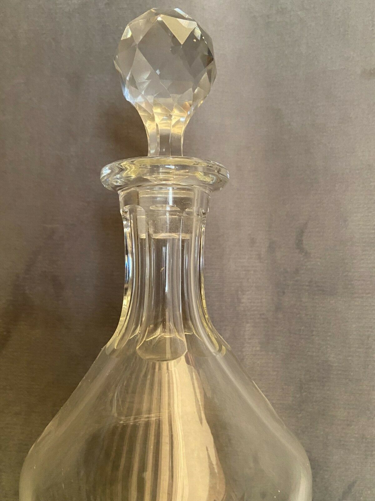 Carved crystal decanter signed baccarat