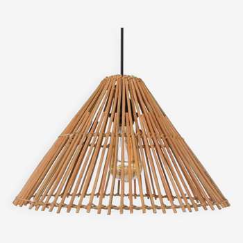 Lumière en bambou, style coni 40cm, suspension Boho