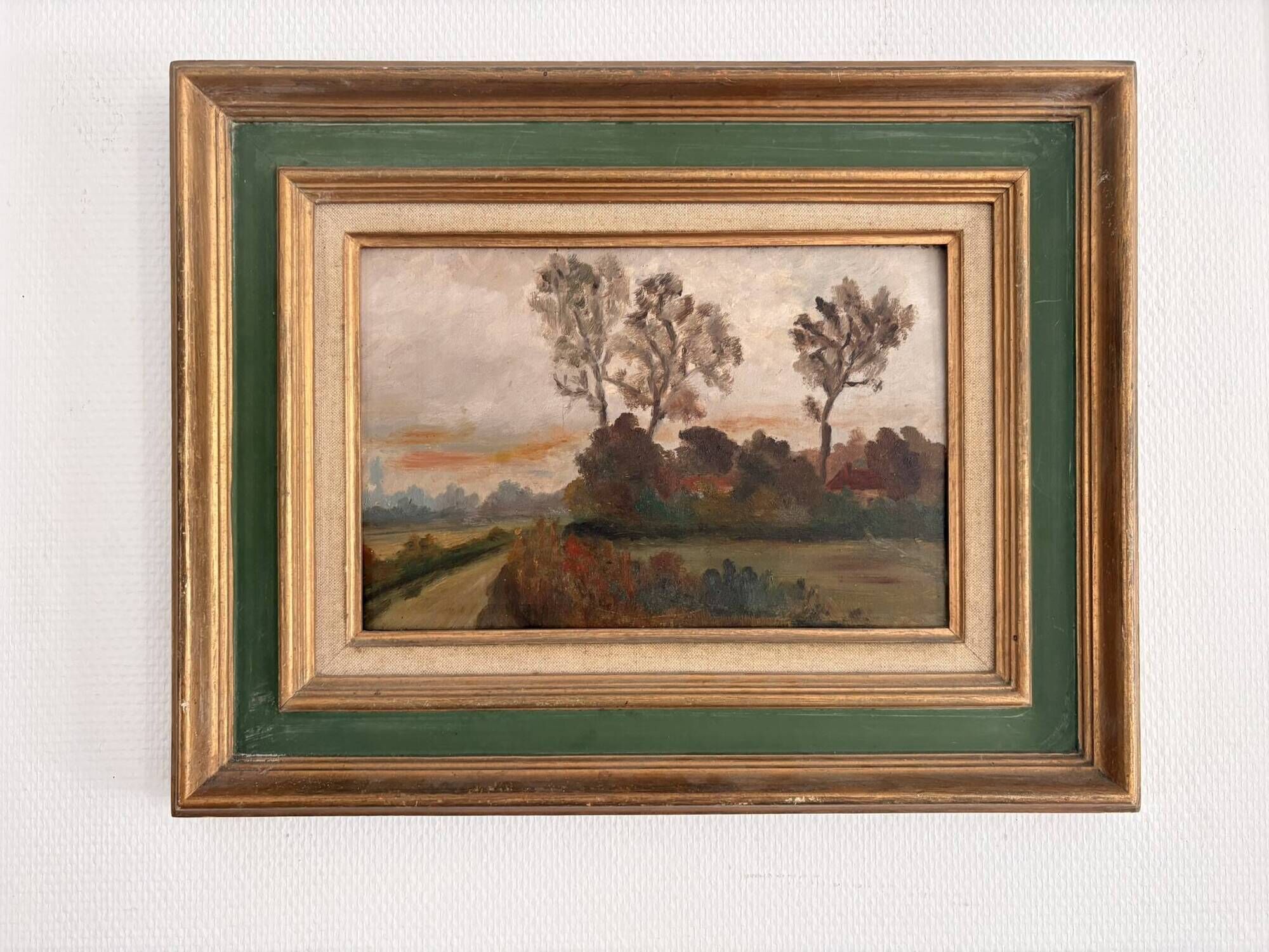 Old Landscape Painting Normandy Rouen School Montparnasse Frame Green Legrip