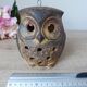 Vintage owl shaped stoneware tealight candle holder, owl lantern