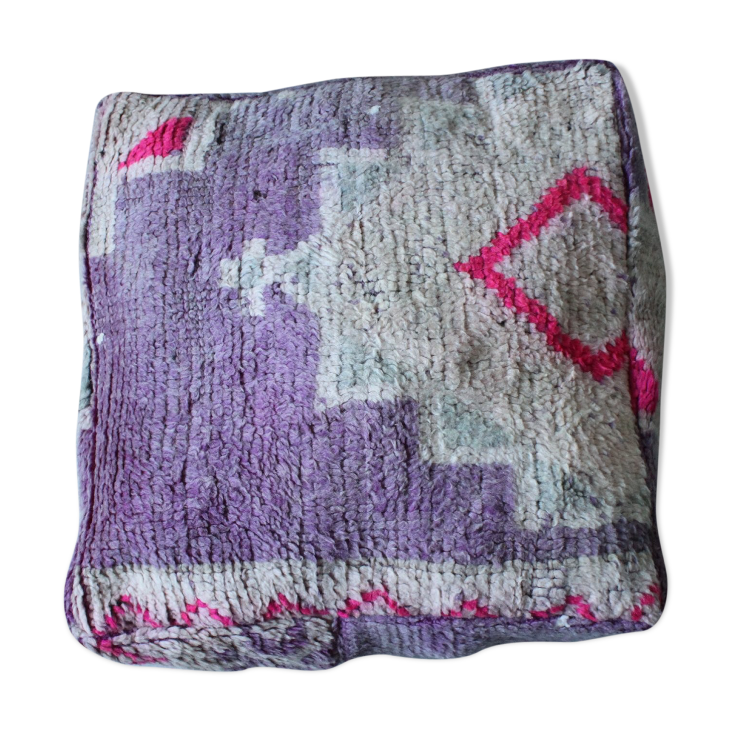 Vintage moroccan boujad floor pouf 'amethyst'