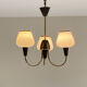 Brass chandelier and black metal tulips in white opaline glass 1950 1960 vintage suspension