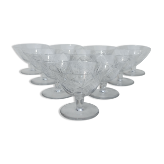 10 crystal champagne glasses from Saint Louis.