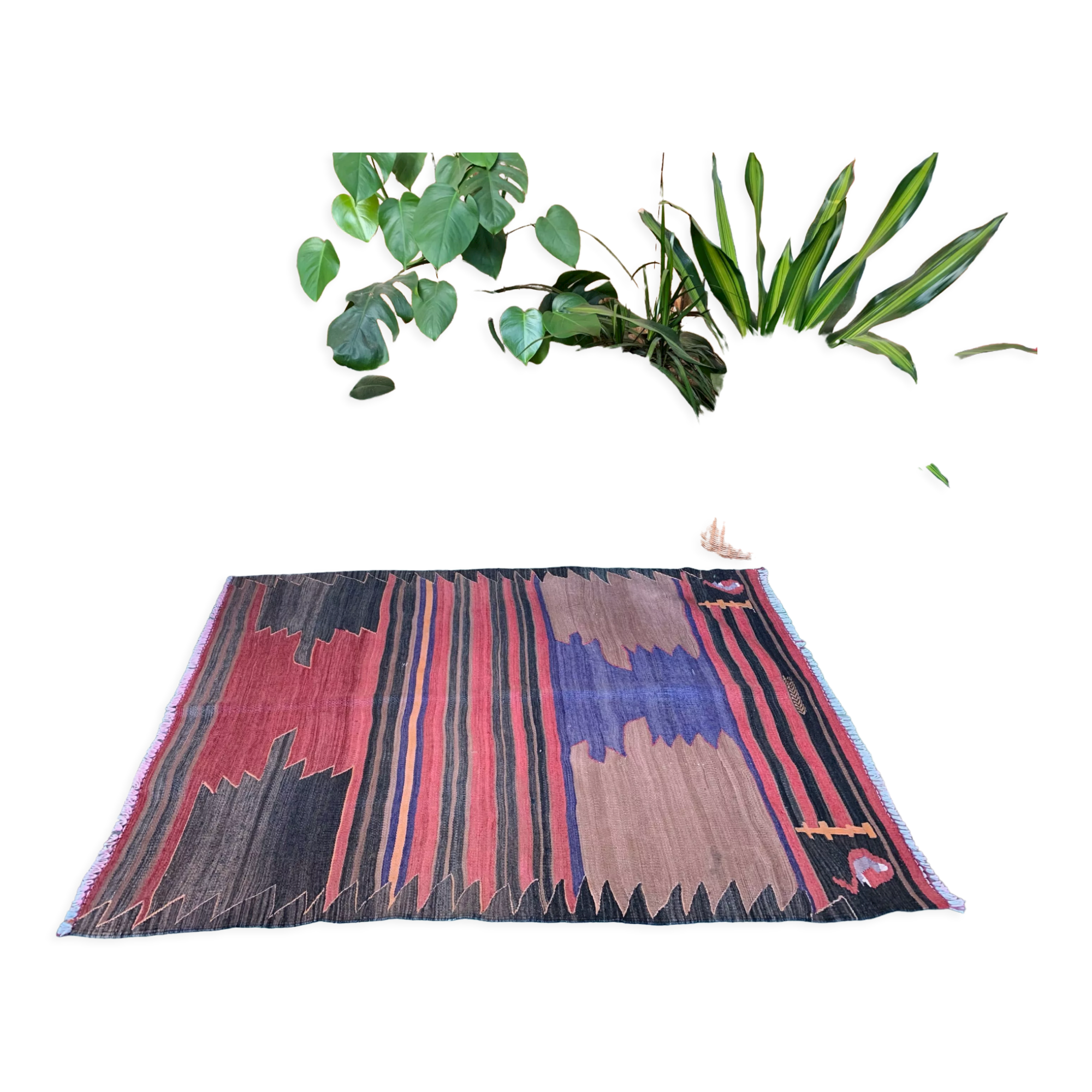 Medium Vintage Turkish Kilim Rug 140x111 cm Wool Kelim