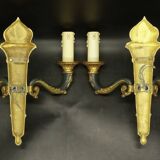 Pair of Empire style torch wall lights from PETITOT