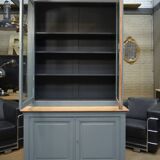 Bookcase sideboard with 2 bodies in gray patinated fir