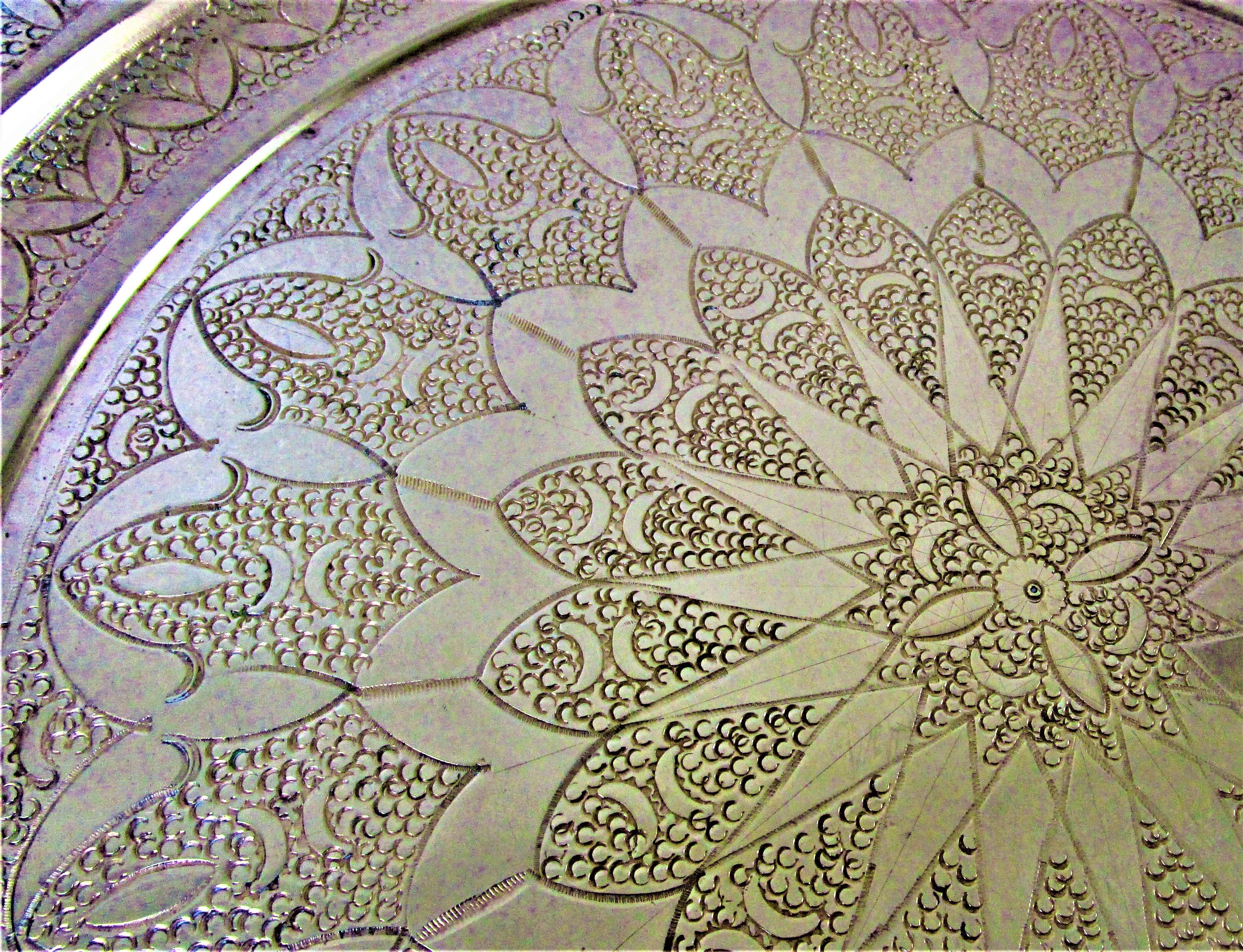 Algerian brass tray vintage mid 20th century