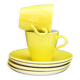 A pair of vintage bright yellow Poole Pottery - Two cups, saucers and ace