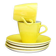 A pair of vintage bright yellow Poole Pottery - Two cups, saucers and ace