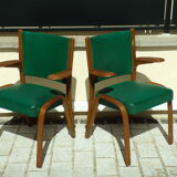Pair of Bow Wood armchairs by Hugues Steiner