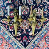 Pair of gilt bronze wall sconces with caryatid and Atlante decoration, 18th century.