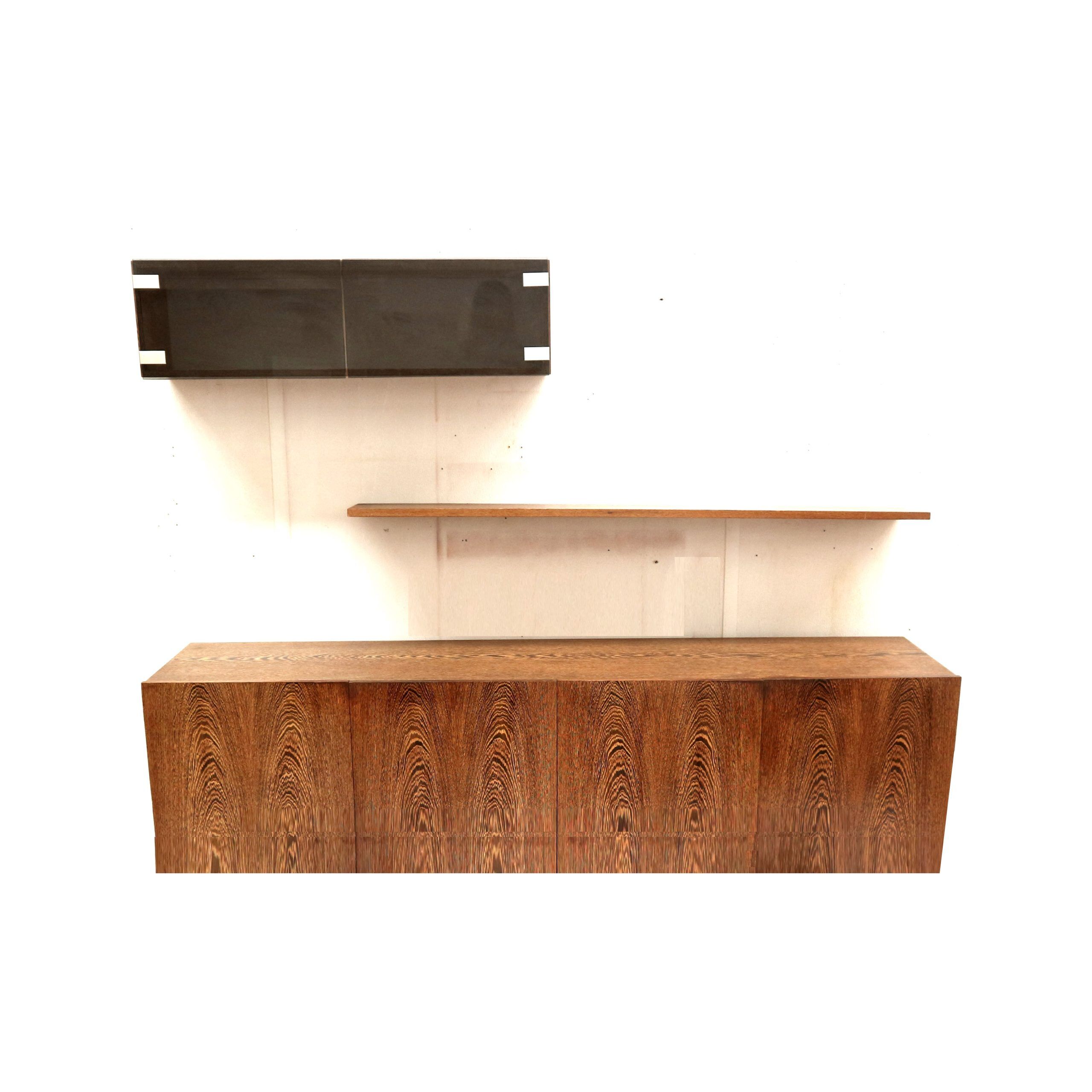 Vintage wall-mounted wengé sideboard by Banz Bord, 1970s